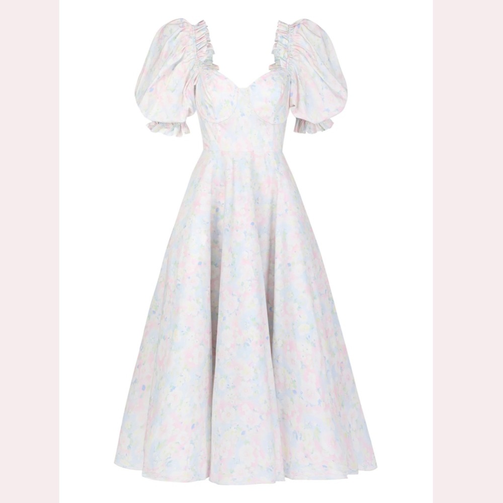 Selkie - Pastel Bouquet Tea Rose Dress - XL